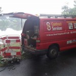 Contract Services small van with boot open Contract Services Drain Cleaning in Northern Ireland