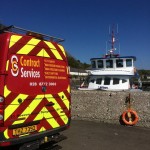 Contract Services van with boat in the background Contract Services Drain Cleaning in Northern Ireland